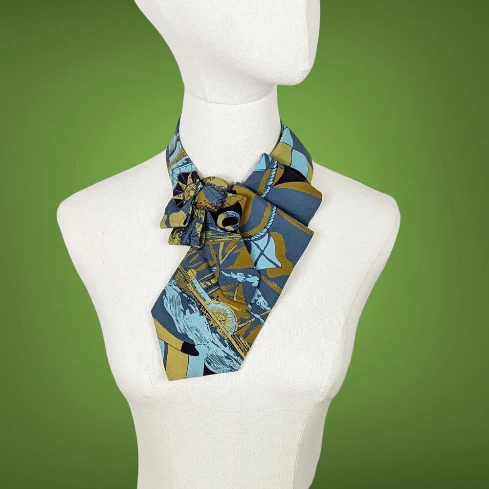 NEW Ogsplosh Unisex Silk Scarf Nautical Ascot Tie Handcrafted Size Medium
